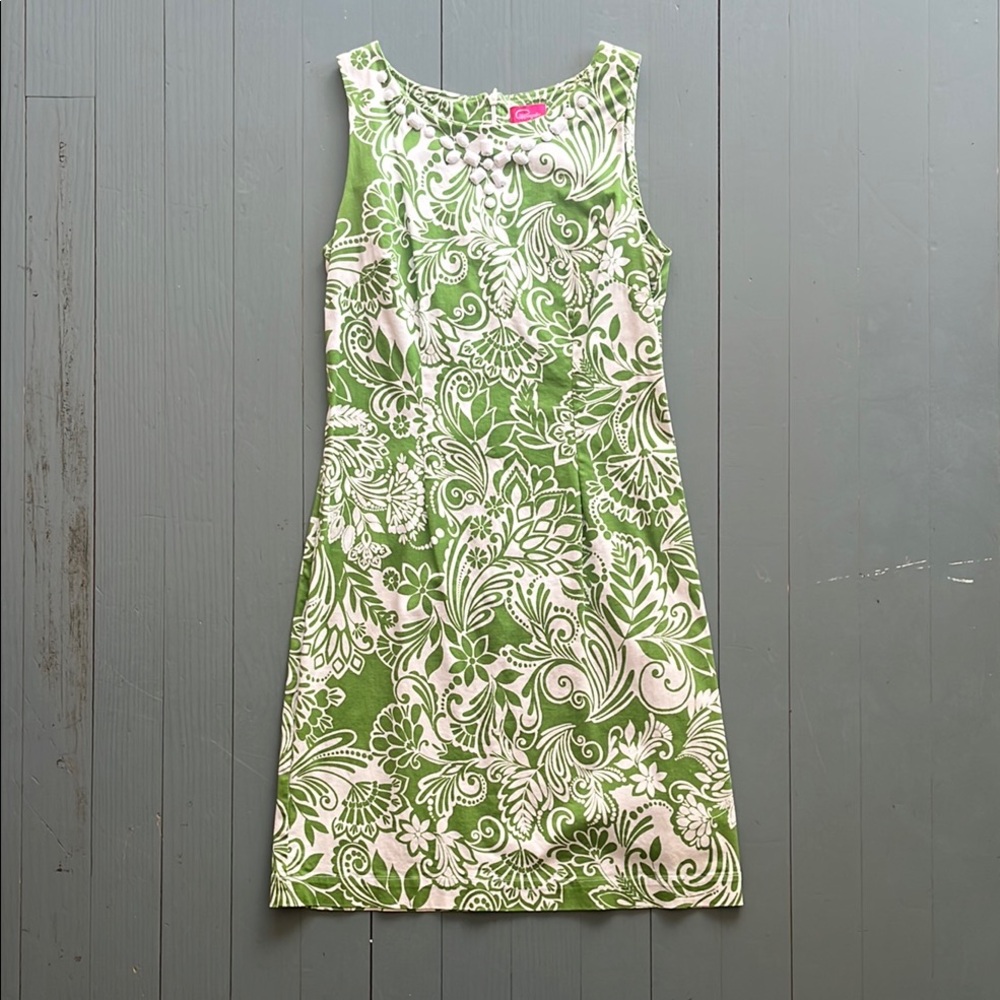 Pappagallo Green and White Floral Sleeveless Dress